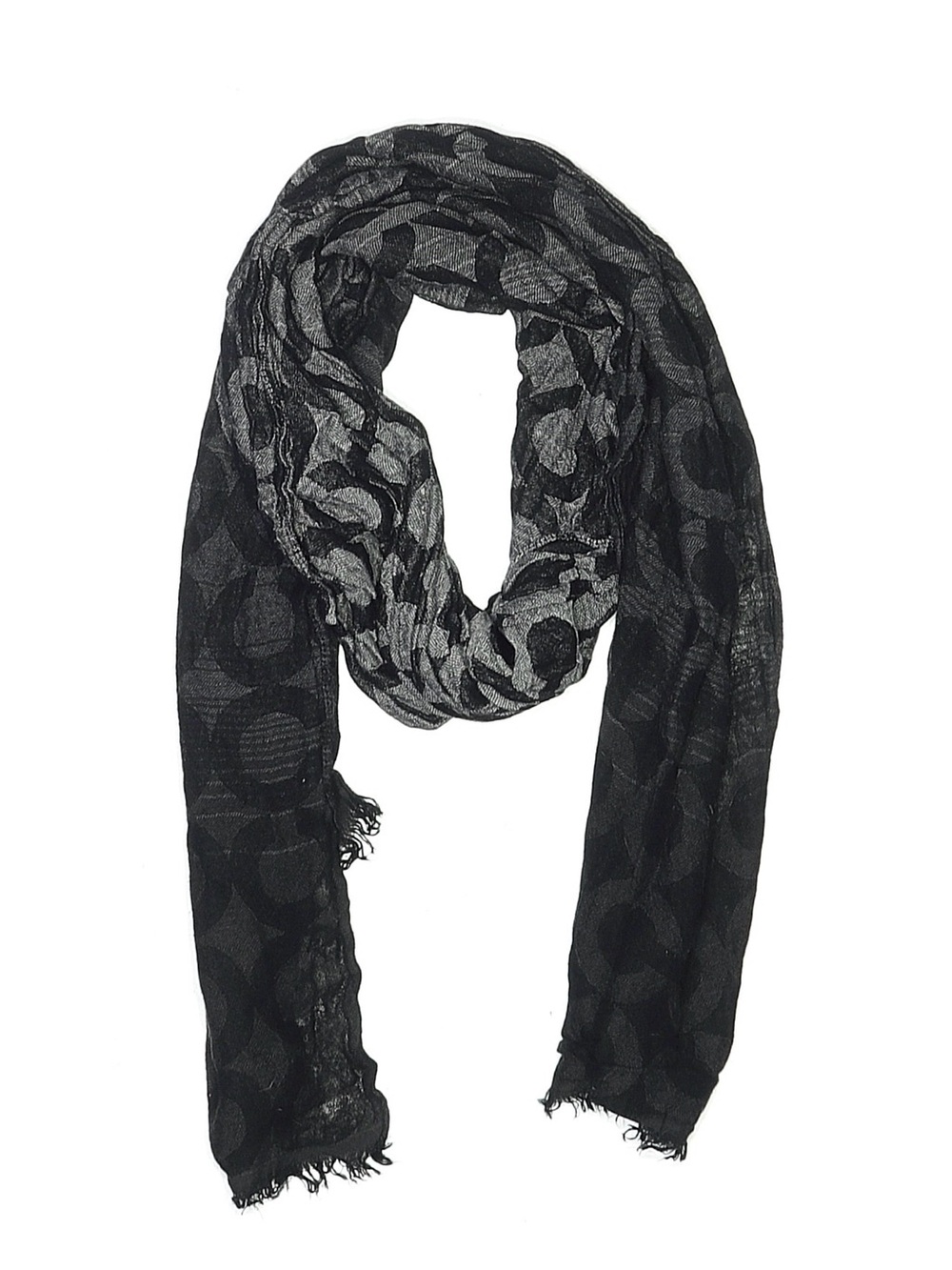 Coach Black & Gray Logo Jacquard Scarf